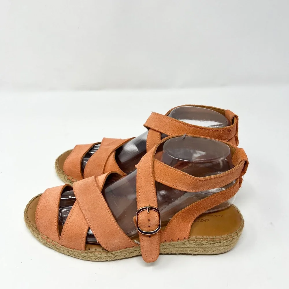 NAGUISA Mediterranean Women's Abisal Espadrilles Sandals Leather Strap Size 9.5